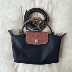 Longchamp Le Pliage Mini Black Canvas Crossbody Bag